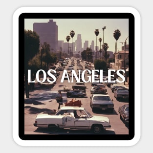 los angeles street retro car usa Sticker